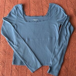 American Eagle Squareneck Lace Long Sleeve Top